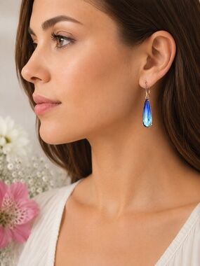 Ombre Blue Sapphire Earrings 14k Rose Gold Vermeil Nickel Free , September